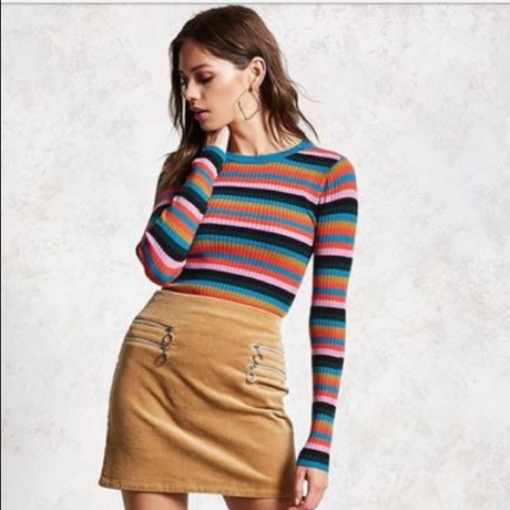 Ribbed Knit Striped Sweater Forever 21